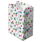 Wasserfarbe Polka Dot Poms Mittlere Geschenktüte (Vorderseite Schrägansicht)