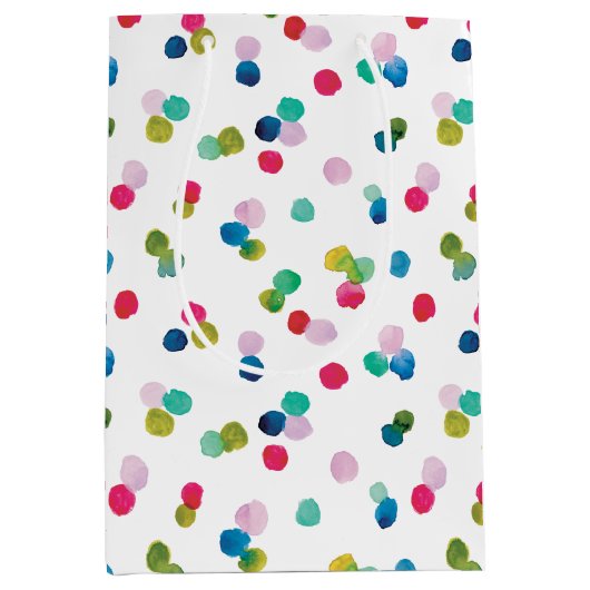 Wasserfarbe Polka Dot Poms Mittlere Geschenktüte (Vorderseite)