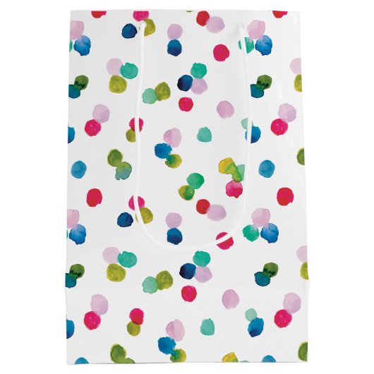 Wasserfarbe Polka Dot Poms Mittlere Geschenktüte (Rückseite)