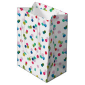 Wasserfarbe Polka Dot Poms Mittlere Geschenktüte (Rückseite Schrägansicht)