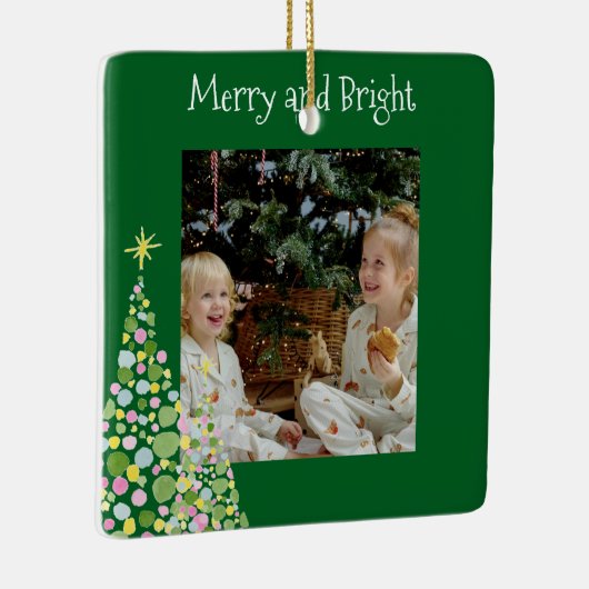 Wasserfarbe Polka Dot Weihnachtsbaum Keepake Keramikornament (Rechts)