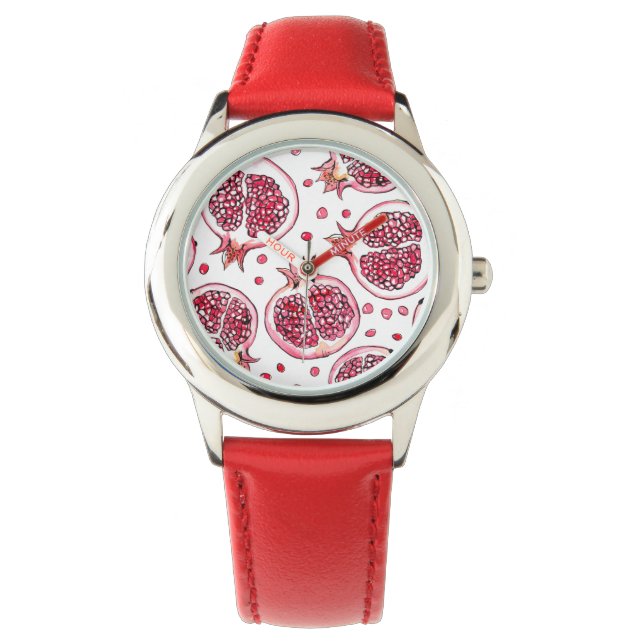 Wasserfarbe Pomegranat und Farbmuster Armbanduhr (Vorderseite)