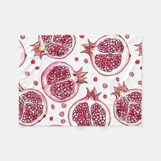 Wasserfarbe Pomegranat und Farbmuster Fleecedecke (Vorderseite (Horizontal))
