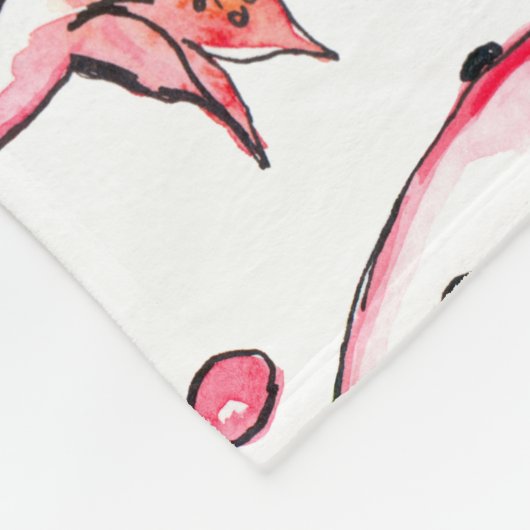 Wasserfarbe Pomegranat und Farbmuster Fleecedecke (Ecke)