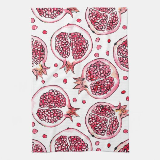 Wasserfarbe Pomegranat und Farbmuster Geschirrtuch (Vertikal)