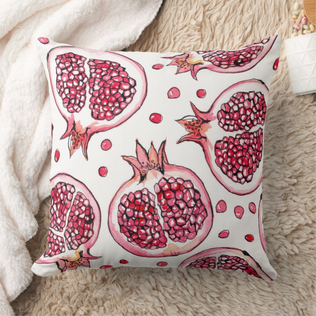 Wasserfarbe Pomegranat und Farbmuster Kissen (Decke)