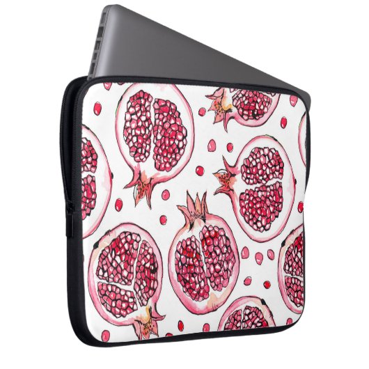 Wasserfarbe Pomegranat und Farbmuster Laptopschutzhülle (Vorne Rechts)