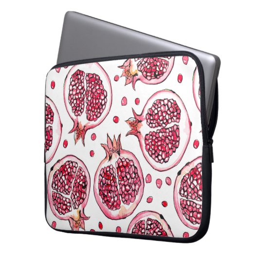 Wasserfarbe Pomegranat und Farbmuster Laptopschutzhülle (Vorderseite Links)