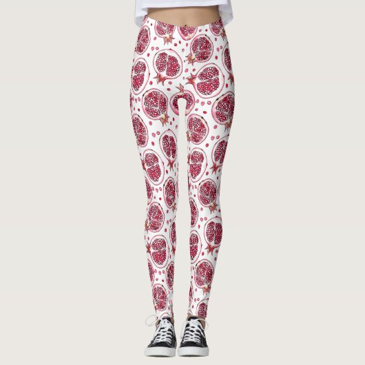 Wasserfarbe Pomegranat und Farbmuster Leggings (Vorderseite)