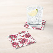 Wasserfarbe Pomegranat und Farbmuster Rechteckiger Pappuntersetzer (Vor Ort)