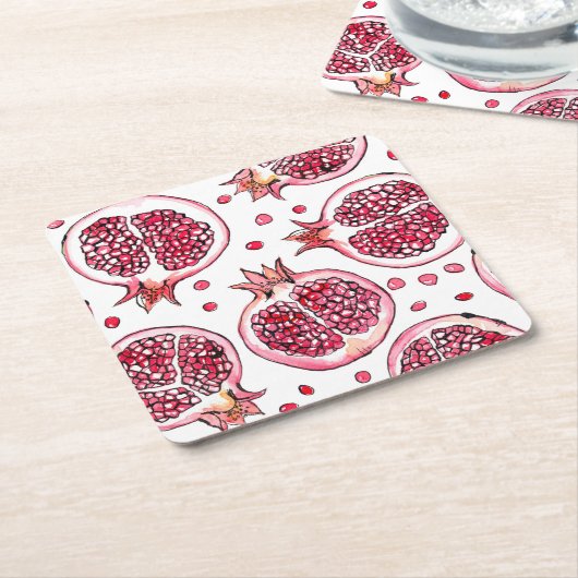 Wasserfarbe Pomegranat und Farbmuster Rechteckiger Pappuntersetzer (angewinkelt)