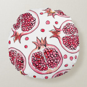Wasserfarbe Pomegranat und Farbmuster Rundes Kissen