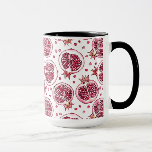 Wasserfarbe Pomegranat und Farbmuster Tasse (Rechts)