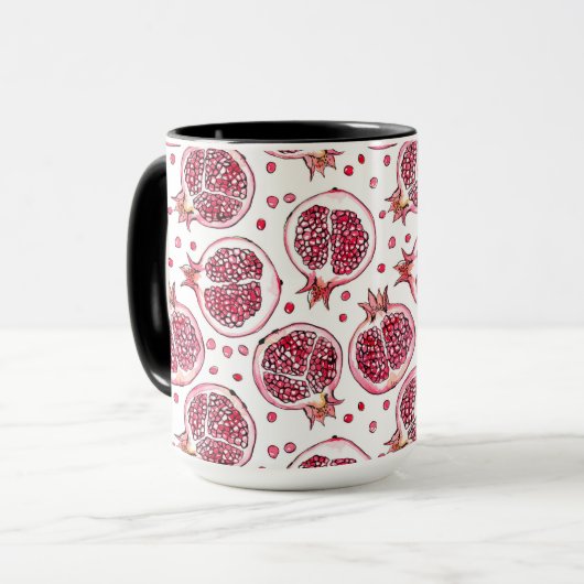 Wasserfarbe Pomegranat und Farbmuster Tasse (Vorderseite Links)