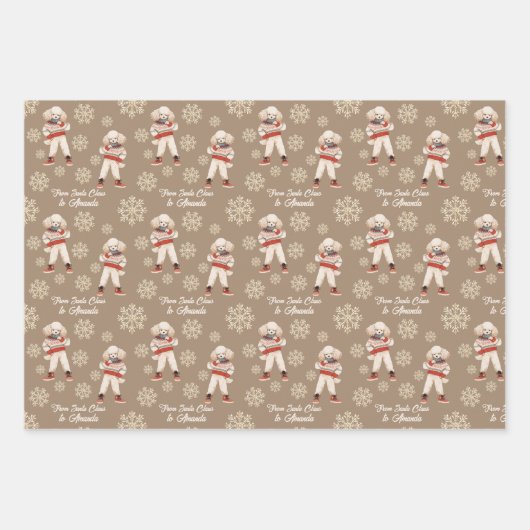 Wasserfarbe Poodle Snowflake Custom Weihnachten Geschenkpapier Set (Vorderseite 2)