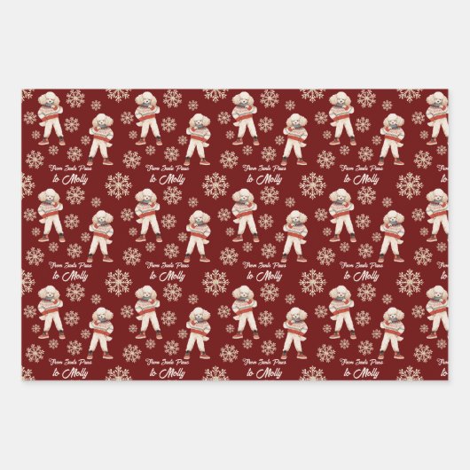 Wasserfarbe Poodle Snowflake Custom Weihnachten Geschenkpapier Set (Vorderseite)
