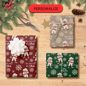 Wasserfarbe Poodle Snowflake Custom Weihnachten Geschenkpapier Set