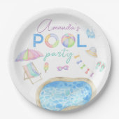 Wasserfarbe Pool Geburtstagsfeier Pool Schwimmen  Pappteller (Vorderseite)