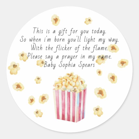 Wasserfarbe Popcorn Gebete Kerze Runder Aufkleber (Vorderseite)