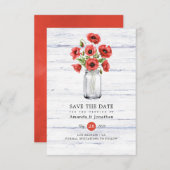 Wasserfarbe Poppy Rustic Mason Jar Wedding Save The Date (Vorne/Hinten)
