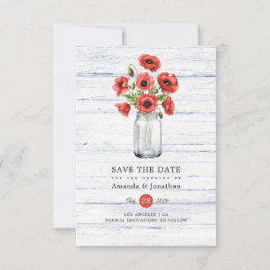 Wasserfarbe Poppy Rustic Mason Jar Wedding Save The Date
