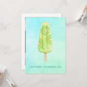 Wasserfarbe Popsicle Summer Family Foto Gruß Karte (Vorderseite/Rückseite Beispiel)