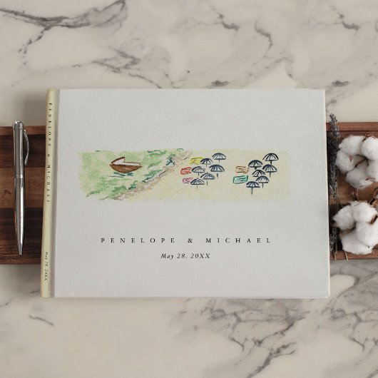 Wasserfarbe Positano Amalfi Küste Italien Hochzeit Gästebuch