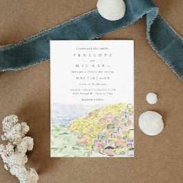 Wasserfarbe Positano Italien Hochzeit in Urlaubsor Einladung