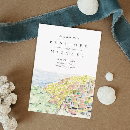 Wasserfarbe Positano Italien Hochzeit in Urlaubsor Save The Date