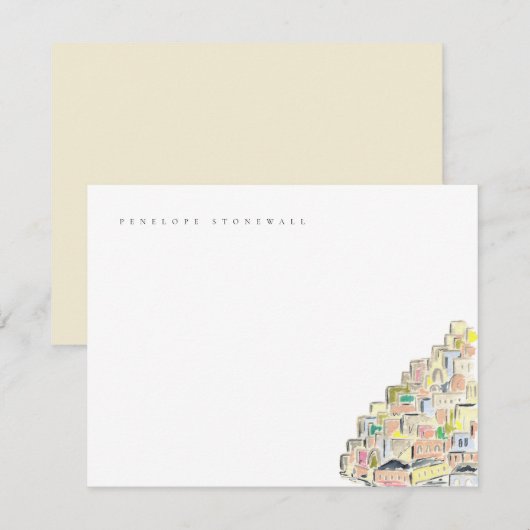 Wasserfarbe Positano Italien Persönliche Karte (Vorne/Hinten)