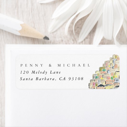 Wasserfarbe Positano Italien Rücksendeadresse (Insitu)