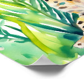 Wasserfarbe Preppy Palm Beach Geparden in Blume Poster (Ecke)