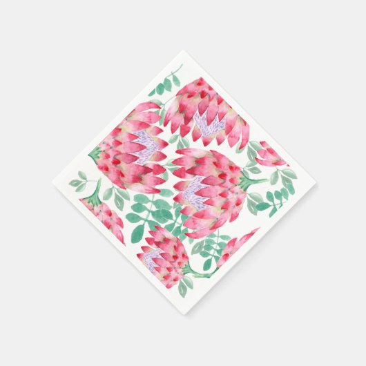 Wasserfarbe Protea Serviette (Ecke)