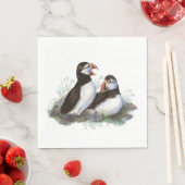 Wasserfarbe Puffssee Vögel Familie Wildnis Serviette (Beispiel)