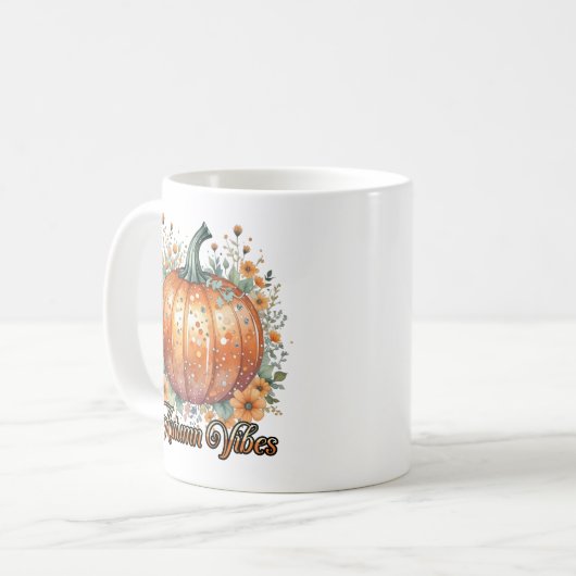 Wasserfarbe Pumpkin Autumn Vibes Kaffeetasse (Vorderseite Links)