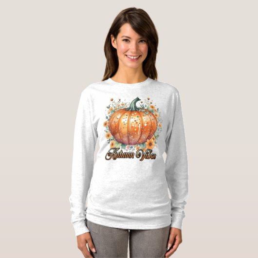 Wasserfarbe Pumpkin Autumn Vibes T-Shirt (Vorne ganz)