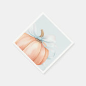 Wasserfarbe Pumpkin Blue Bow Baby Dusche Serviette (Ecke)