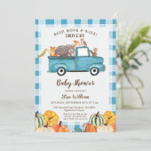 Wasserfarbe Pumpkin Blue LKW Drive by Baby Shooter Einladung (Stehend Vorderseite)