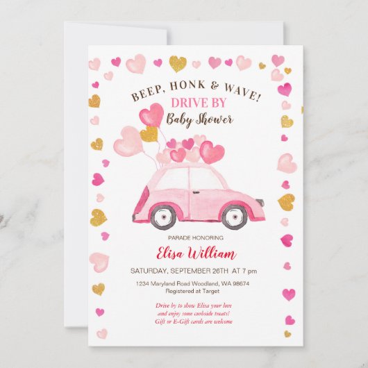 Wasserfarbe Pumpkin Blue LKW Drive by Baby Shooter Einladung (Vorderseite)