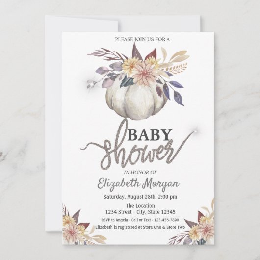 Wasserfarbe Pumpkin Blume Kinderdusche Einladung (Vorderseite)