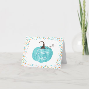 Wasserfarbe Pumpkin Confetti Fall Boy Babydusche Dankeskarte