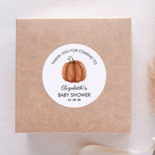Wasserfarbe Pumpkin Danke Baby Dusche Runder Aufkleber