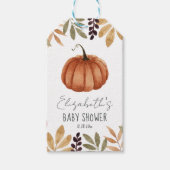 Wasserfarbe Pumpkin Fall Baby Dusche Geschenkanhänger (Vorderseite)