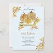 Wasserfarbe Pumpkin Fall Blue Baby Duschkarte Einladung (Vorderseite)