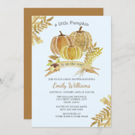 Wasserfarbe Pumpkin Fall Blue Baby Duschkarte Einladung