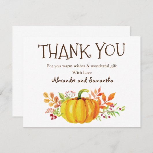 Wasserfarbe Pumpkin Fall Danke Karte (Vorne/Hinten)