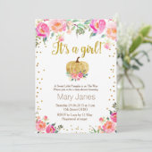 Wasserfarbe Pumpkin Fall Girl Babydusche Einladung (Stehend Vorderseite)