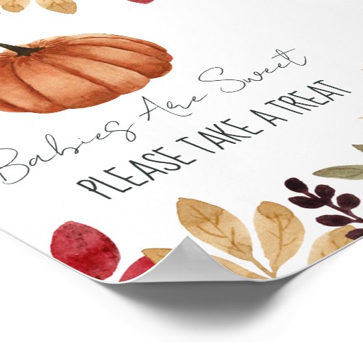 Wasserfarbe Pumpkin Fall Kinderdusche Süßigkeiten  Poster (Ecke)