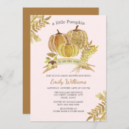 Wasserfarbe Pumpkin Fall Pink Babyduschkarte Einladung