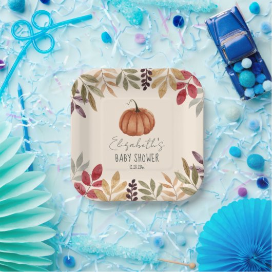 Wasserfarbe Pumpkin Fall Themed Baby Dusche Pappteller (Party)